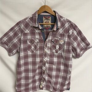 Laundry by Shelli Segal Men's Short-Sleeve Plaid Button-Down Shirt - Mauve/White